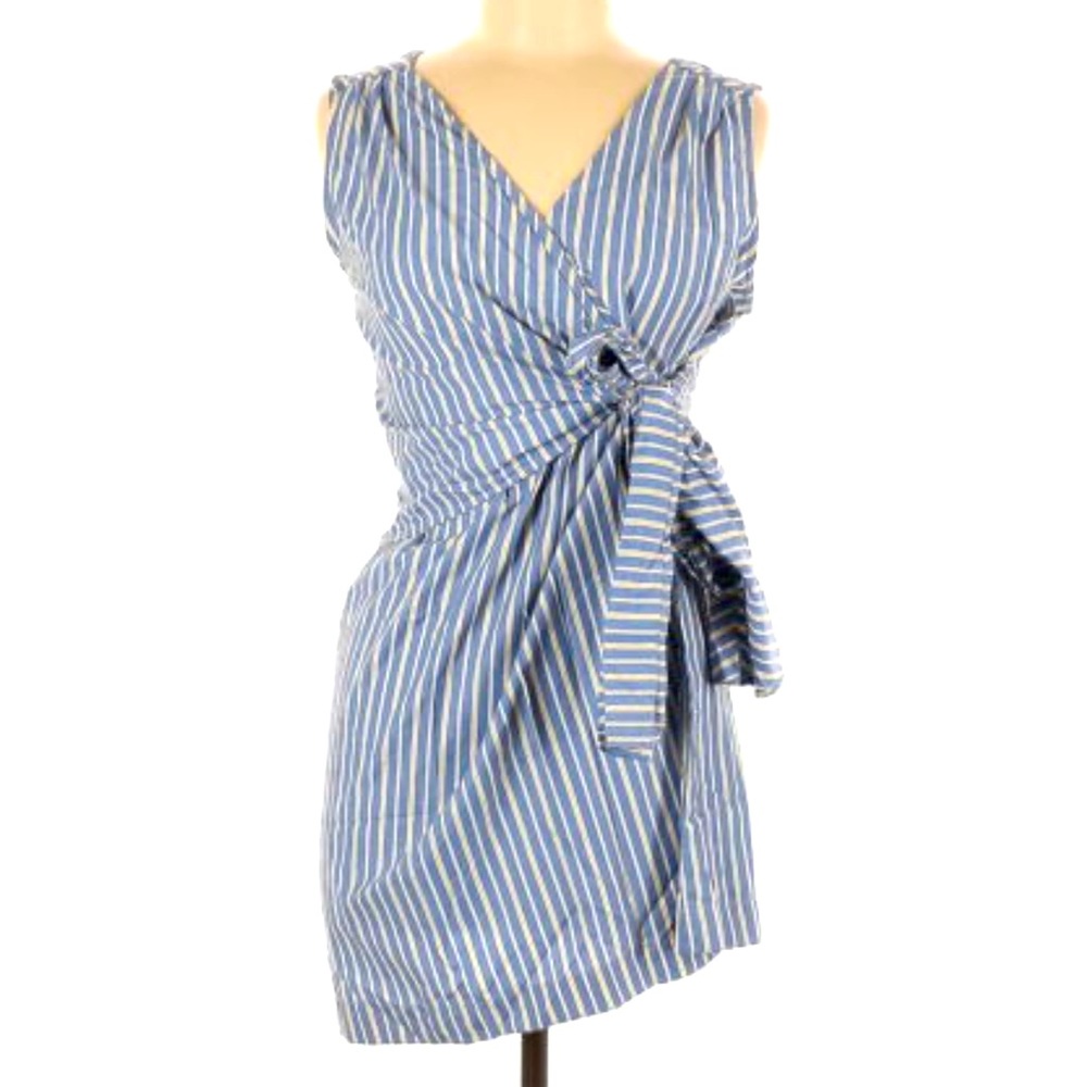Style Envy Blue Striped Wrap Sleeveless Tie Front  dress - Women’s size S